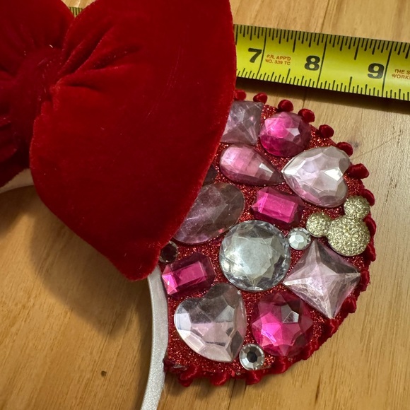 NEW! Red Velvet Bow & Gem Mickey Ears, Valentine's Day inspired - Picture 3 of 3
